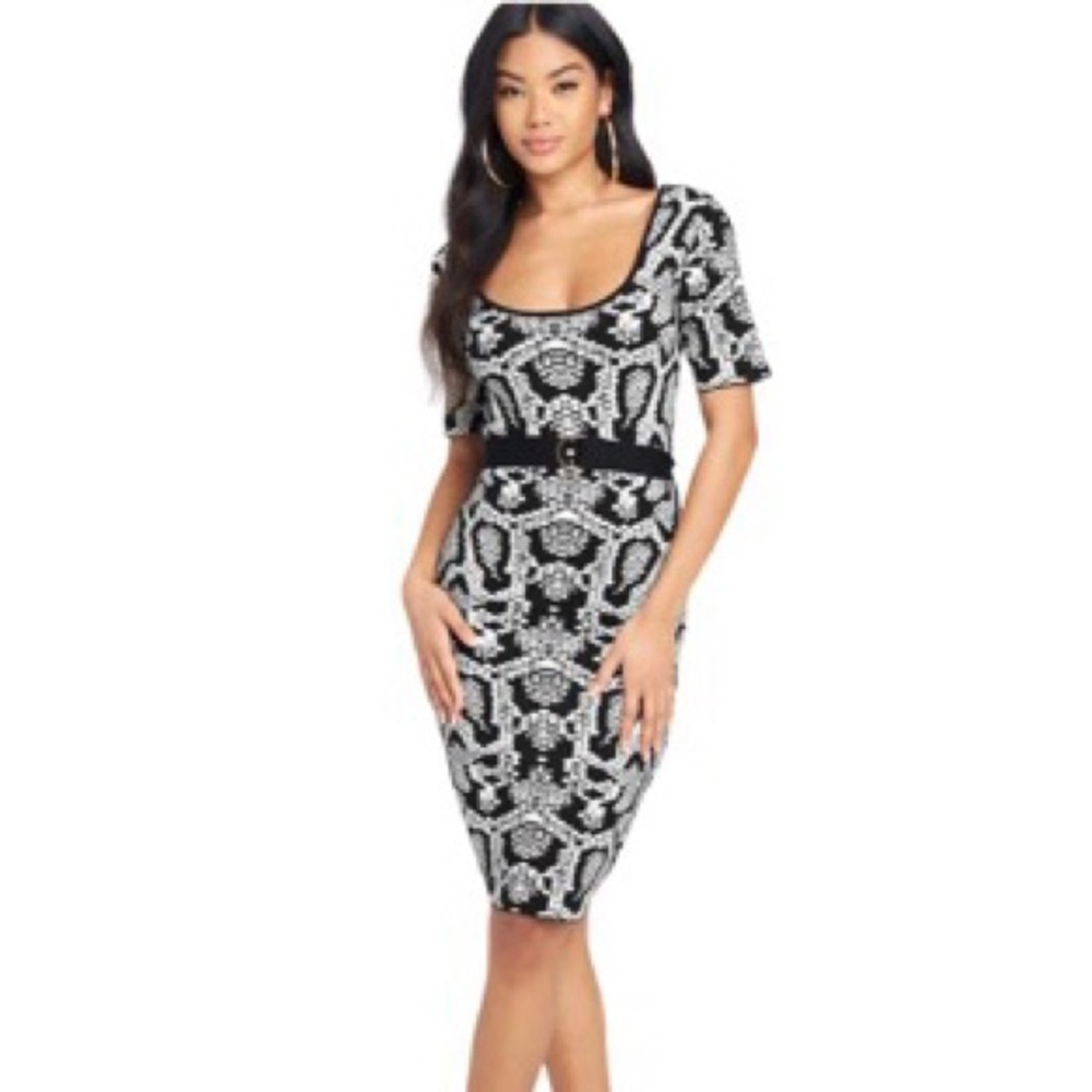 NWT-Bebe- Black and White Midi Dress -PRICE FIRM